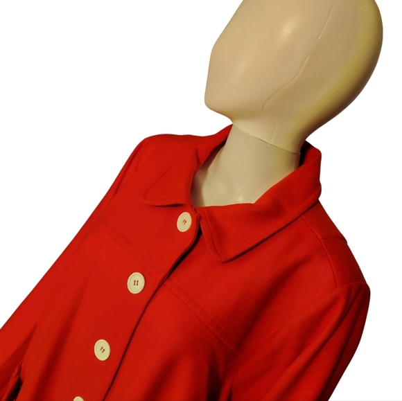 Modcloth Red Mod Belted Car Coat NWT - Picture 3 of 16